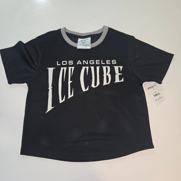 Ice Cube Tops - Ice Cube Los Angeles Mesh Jersey Crop Top Black 69 Graphic Shirt XXS NWT